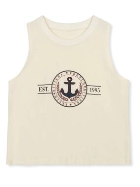 Point Graphic Tank Cream Anchor L NWOT